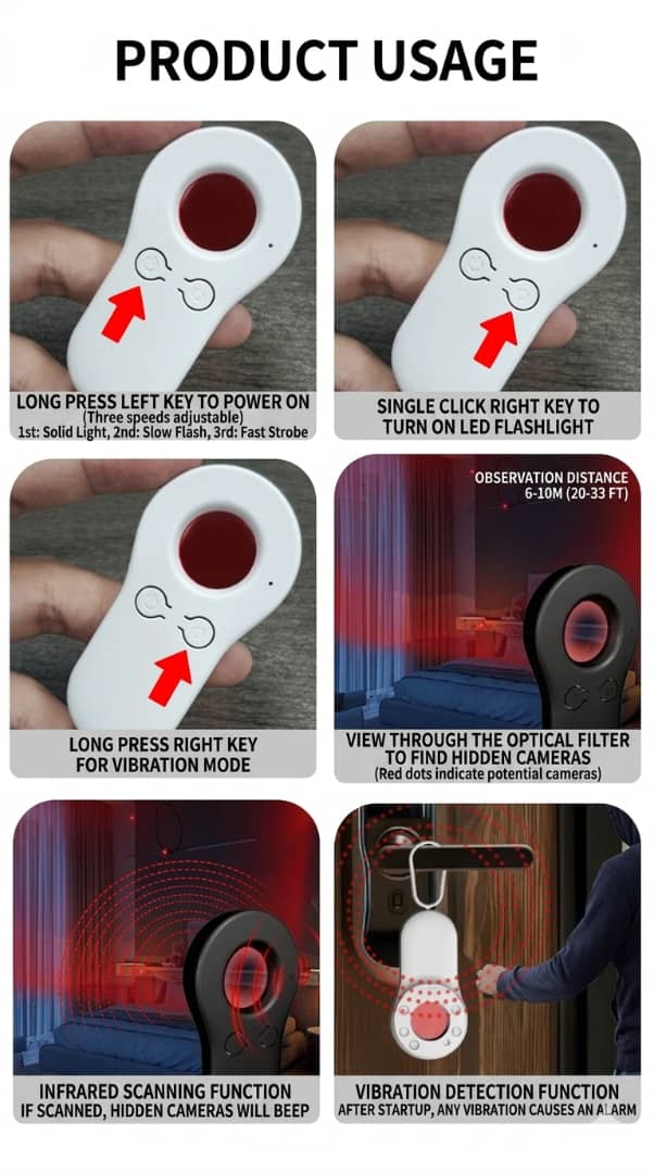 OmniGuard Pro – Portable Anti-Infrared Camera Finder & Personal Motion Alarm